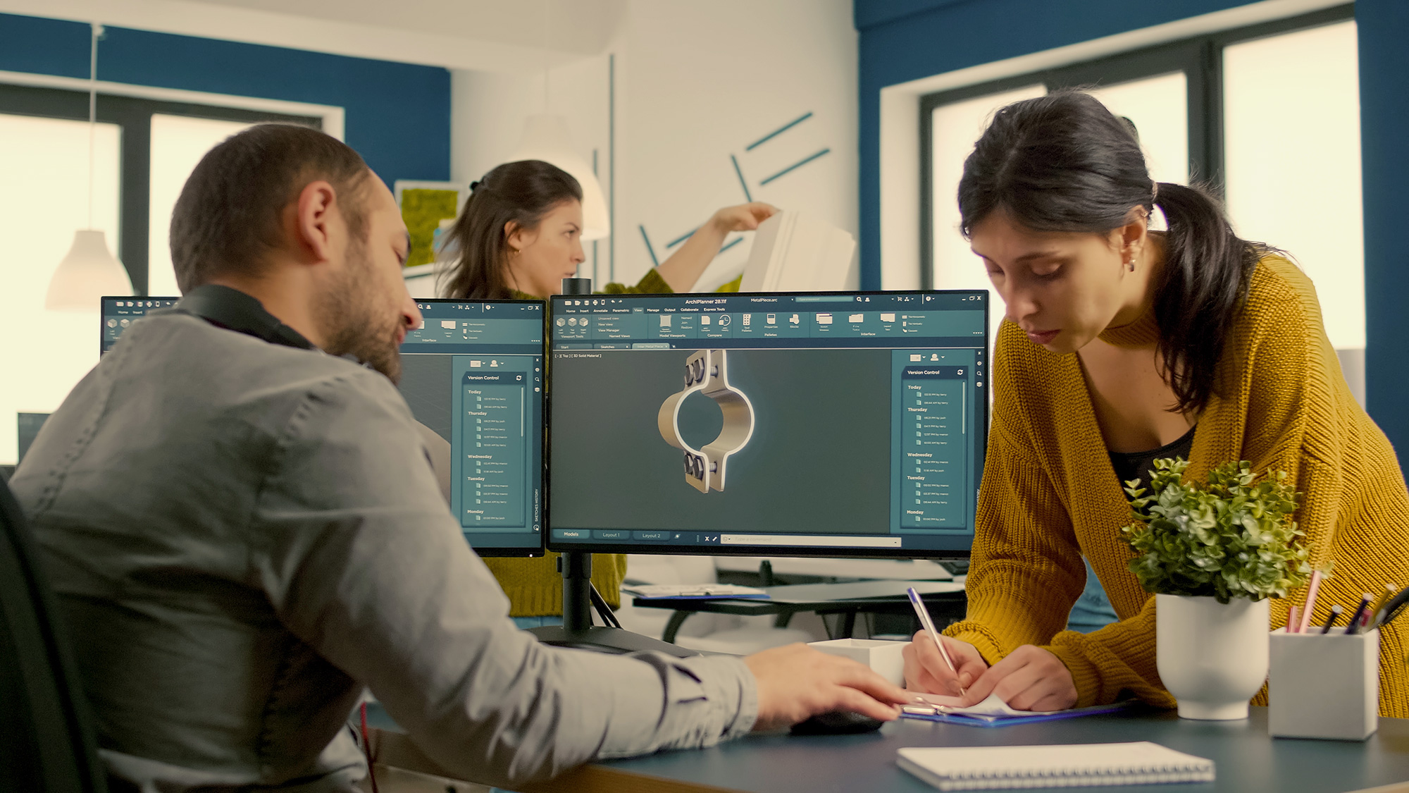Employees developing products.