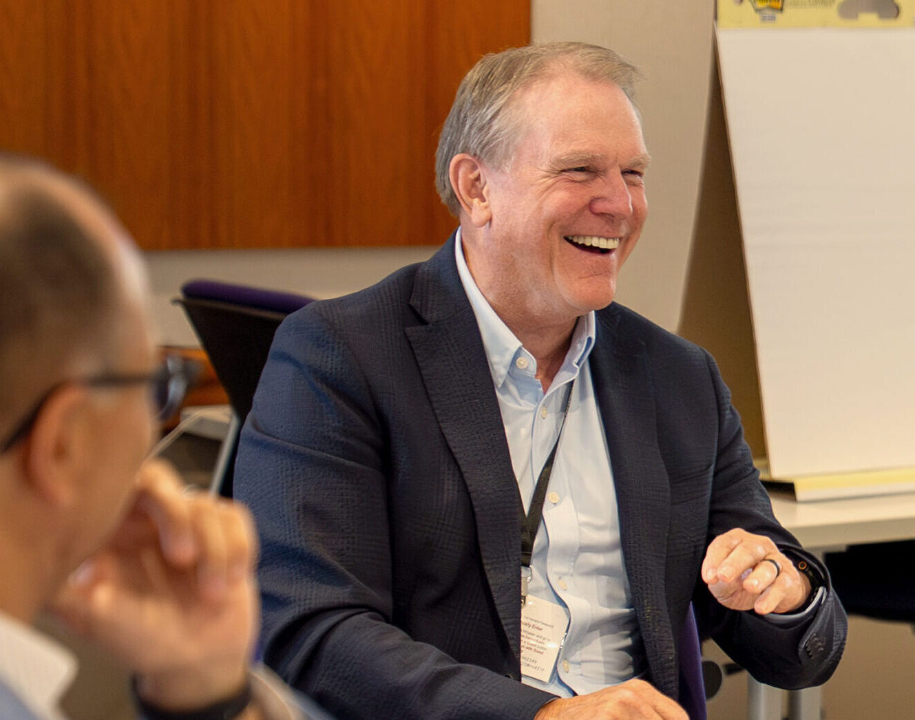 Two participants talk during a Harvard Professional & Executive Development program.